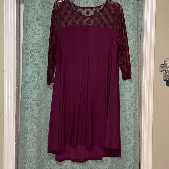 NINA LEONARD Maroon  Asymmetrical Dress Size L - Picture 1 of 9